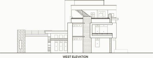 West elevation of the residence.
