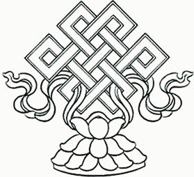 The endless knot symbol above a lotus base.