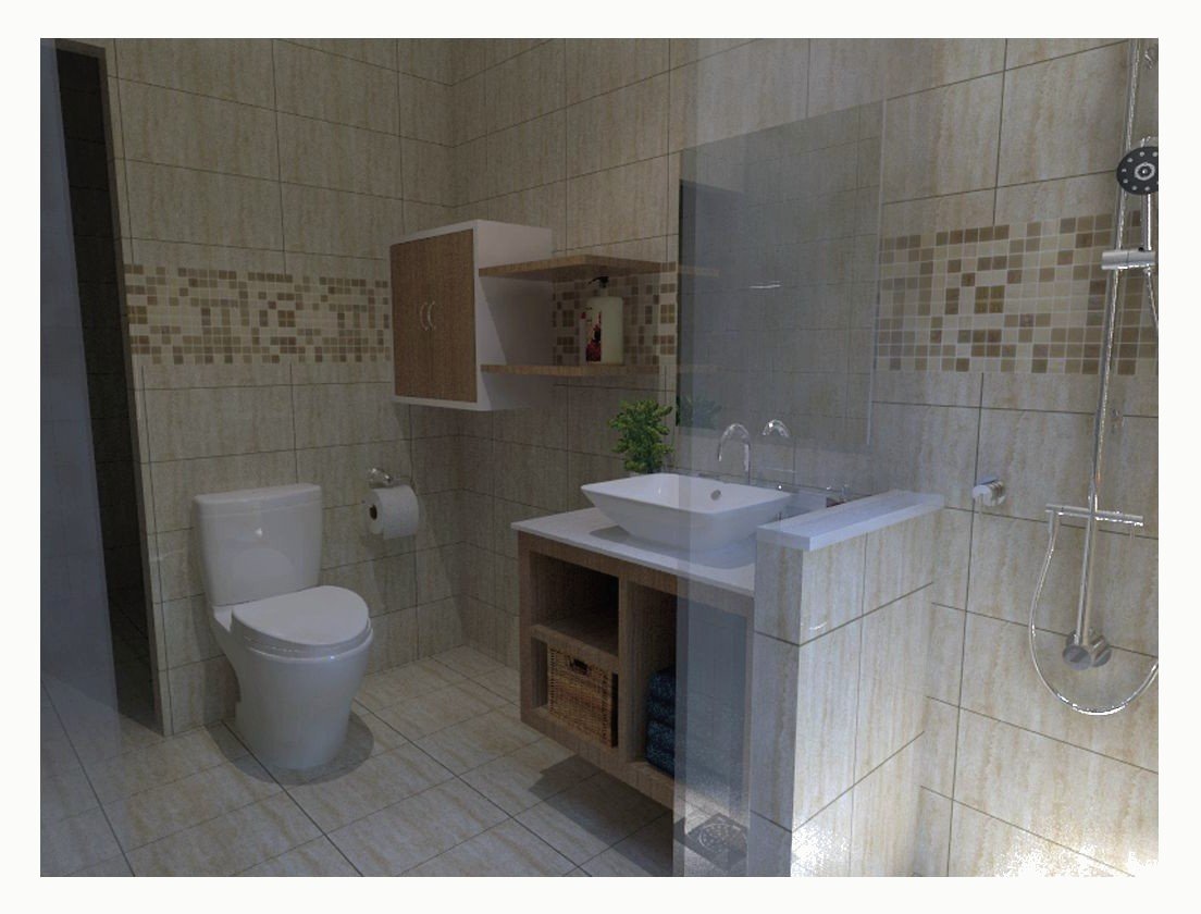 Bathroom with a white toilet and tiled floor.