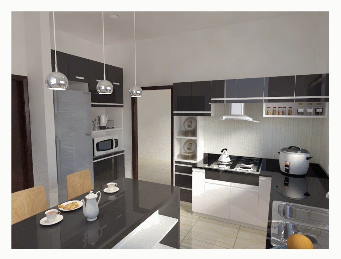 Kitchen with dark cabinets and a tall appliance column.