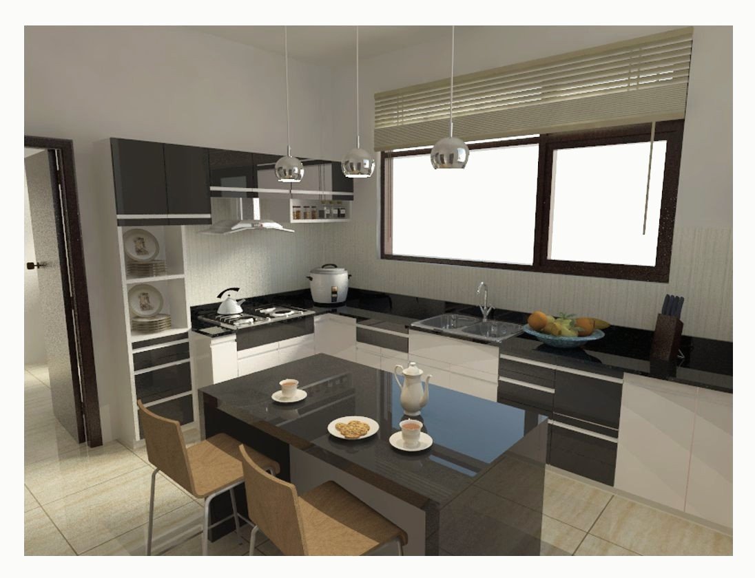 Kitchen and dining with a window wall.
